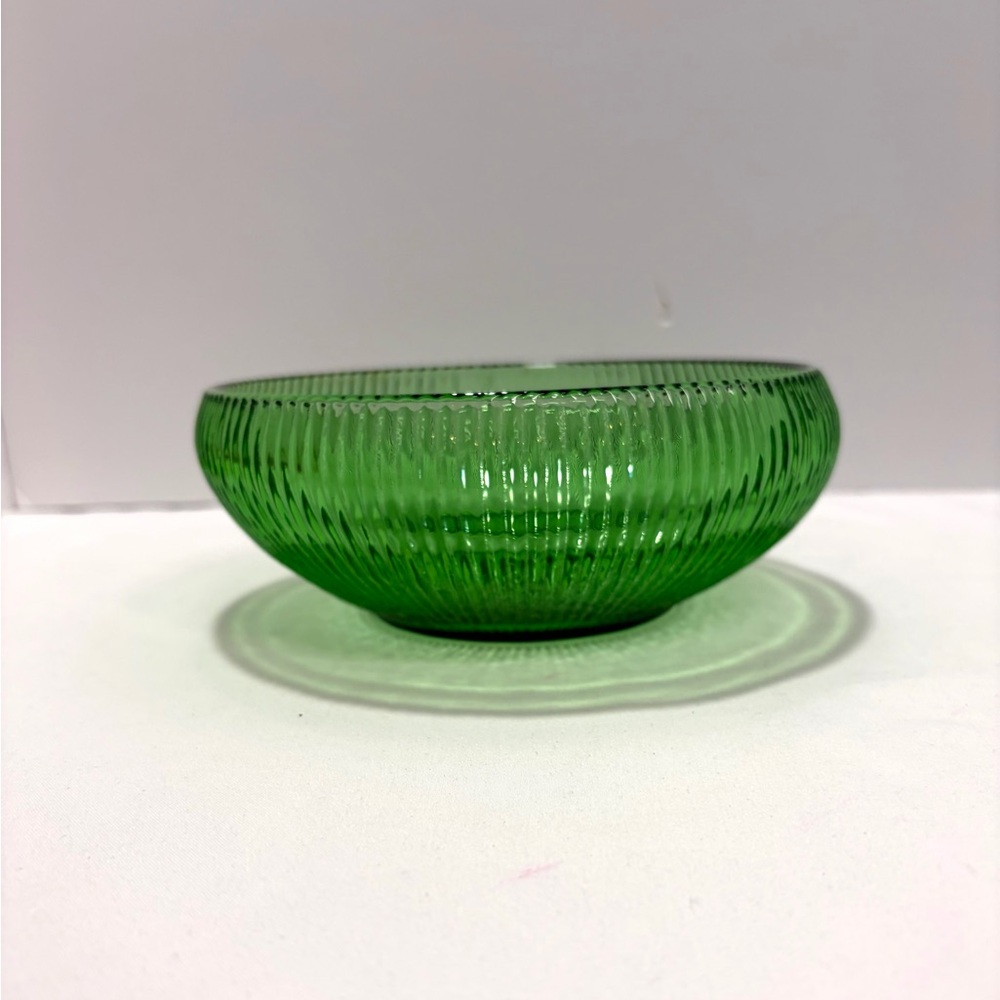 Vintage Glass E.O. Brody Vibrant Green Textured Glass Bowl